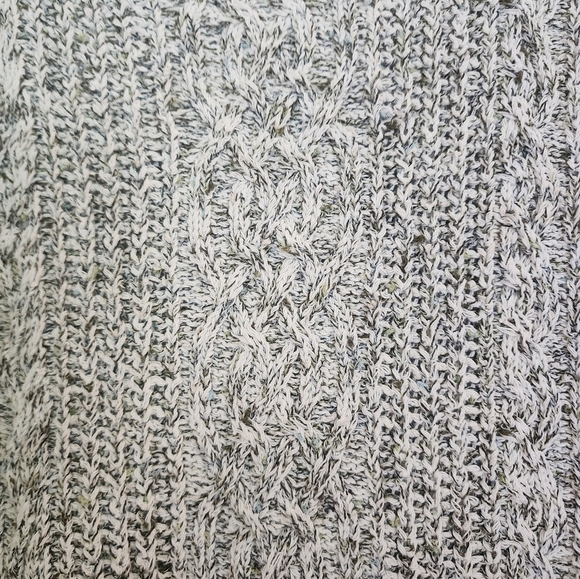 J Jill  white heathered cable knit cotton sweater beachy summer size medium - Picture 2 of 9